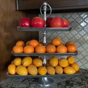 Home housing interior decoration 3 tired tray & artificial fruits set